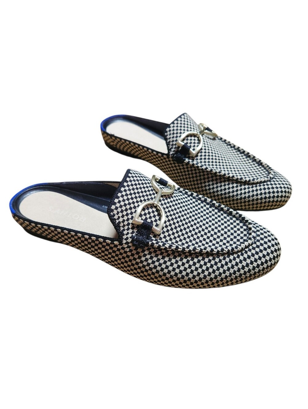 Rothy's The Double Bit Loafer Mule Shoe Women Size 8 Classic Micro Check Flats